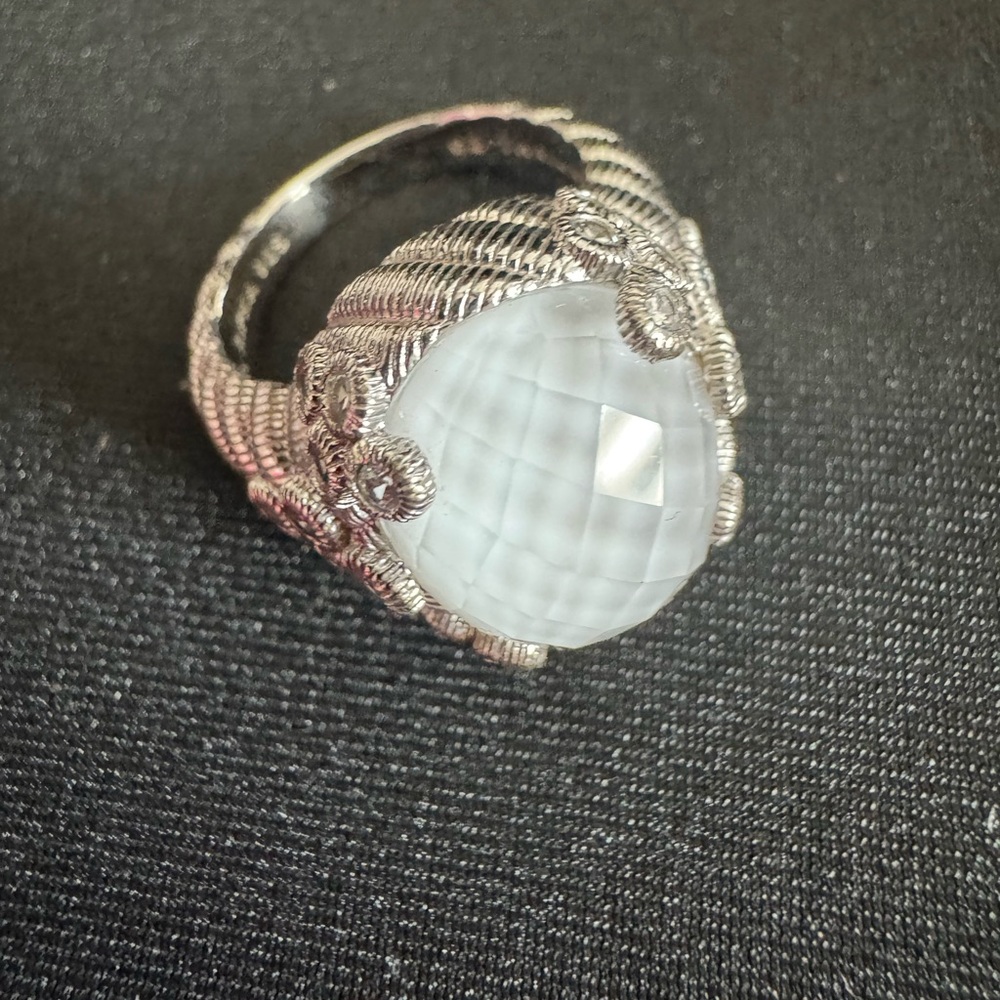 Judith Ripka 925 Silver White Faceted  Cut Quart Ring w/Diamonique CZ stones - Picture 4 of 10